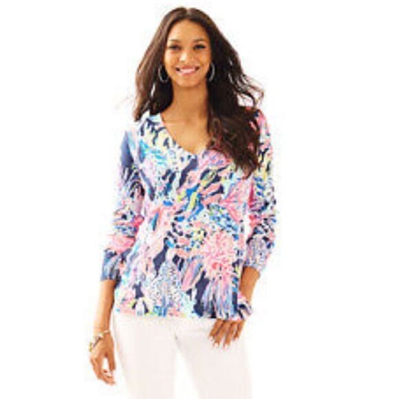 Lilly Pulitzer Liesel “Sunken Treasure” Linen Sweater! - Picture 7 of 11